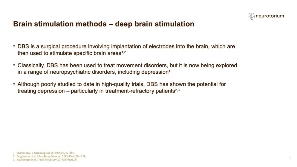 Brain stimulation methods – deep brain stimulation